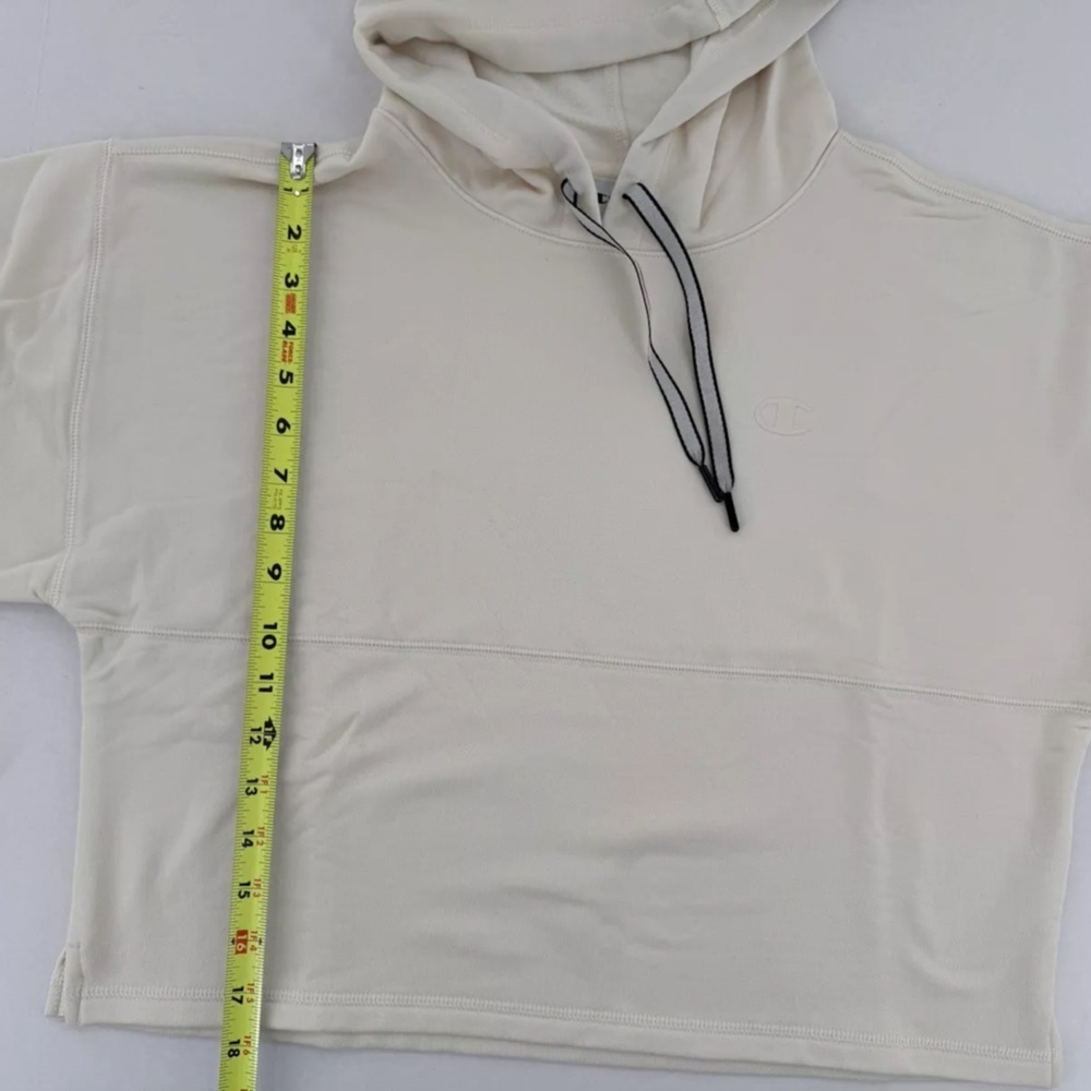 Champion Hoodie Sweatshirt Cropped Sz S Soft Touch Gym Minimalist White Casual‌ - Picture 8 of 11